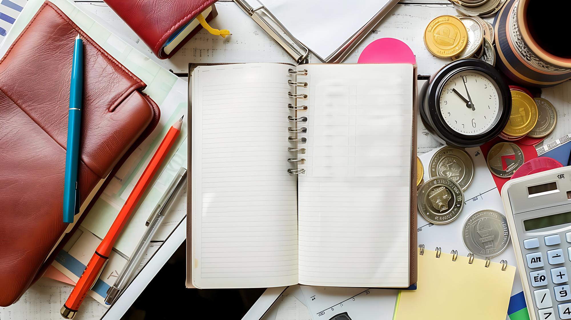 Notebook with action items and timeline
